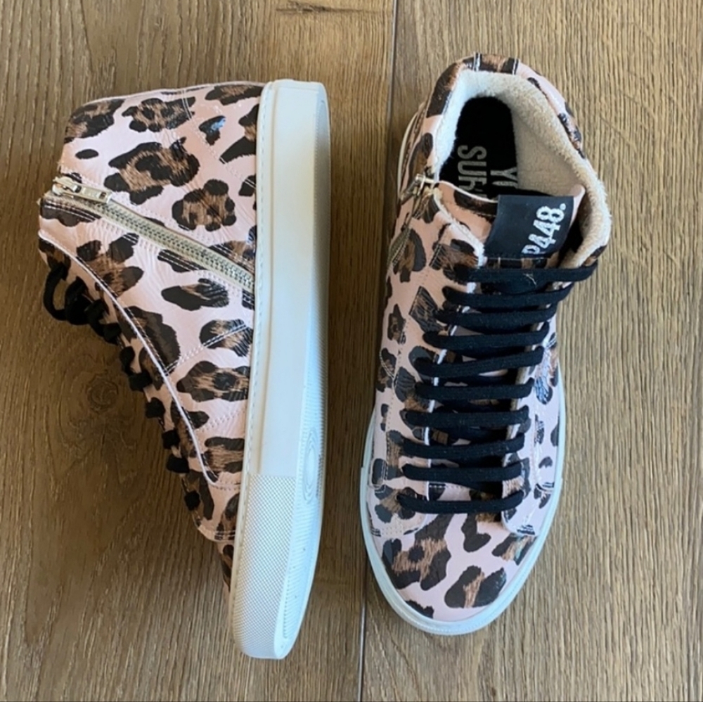 P448 Women's Leopard Print High Top Sneakers